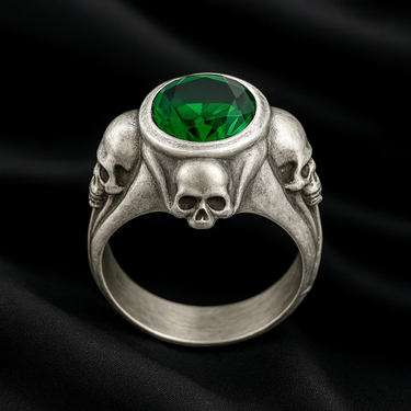 Guardian Skulls – 950 Silver, Emerald Green JDepp Style